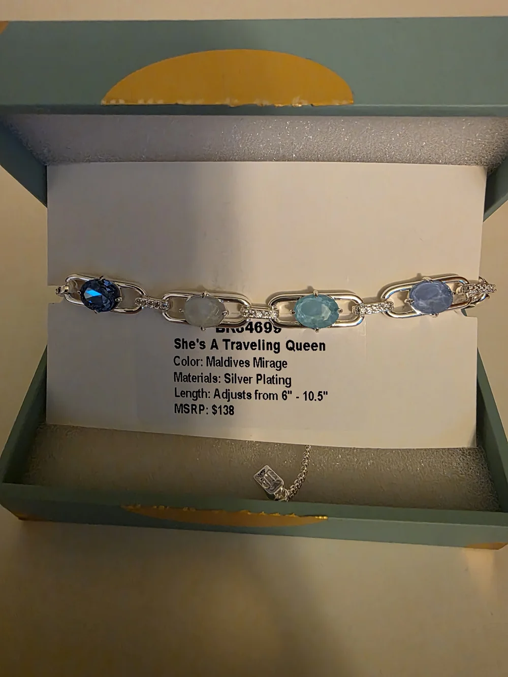 Jewel Candy She's A Traveling Queen Bracelet - Maldives Mirage Silver Plating